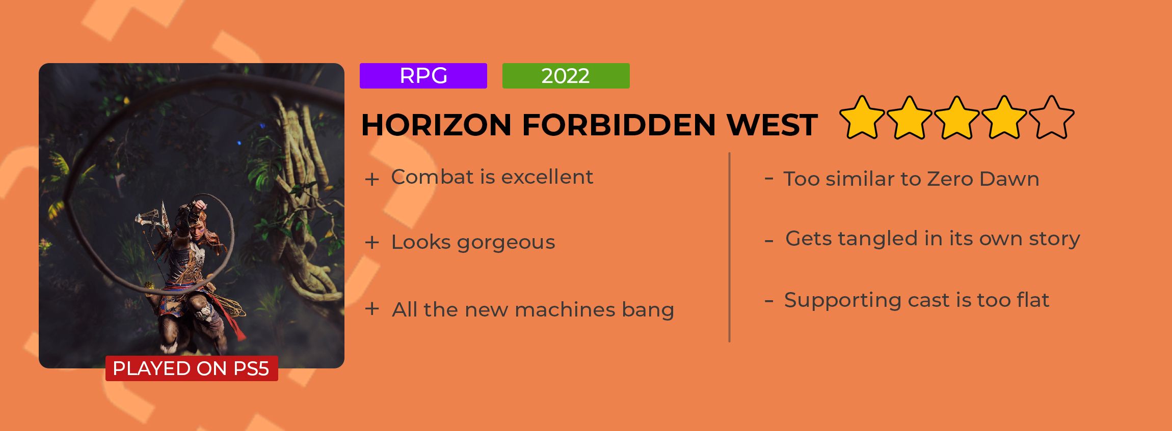 Horizon Forbidden West Review Card