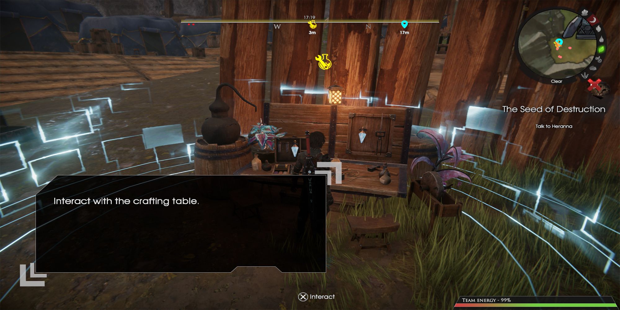 Daryon interacts with a battle item crafting table in Inel in Edge of Eternity.