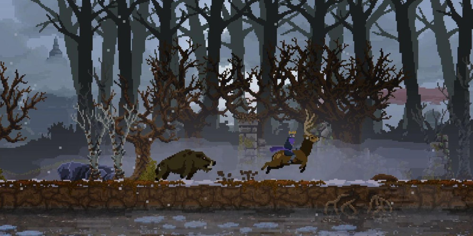 A Boar Chasing The Player In Kingdom Two Crowns