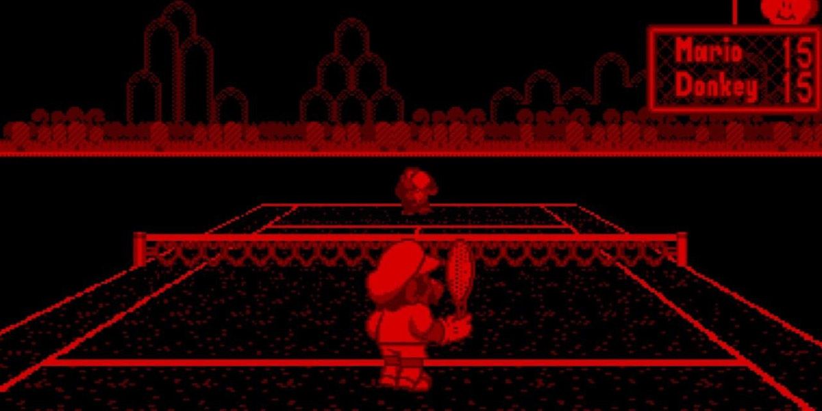 screenshot of Marios Tennis on the Virtual Boy