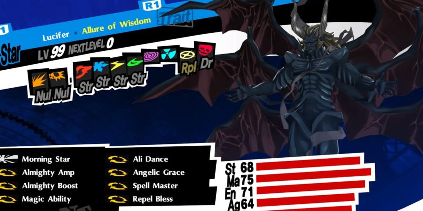 Persona 5 Best Lucifer stat page