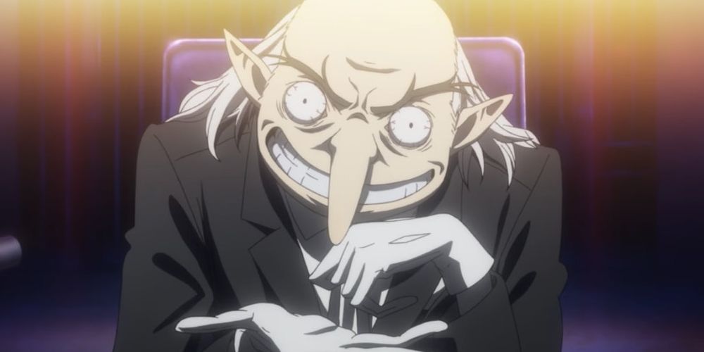 Persona's Igor gesturing with an open hand