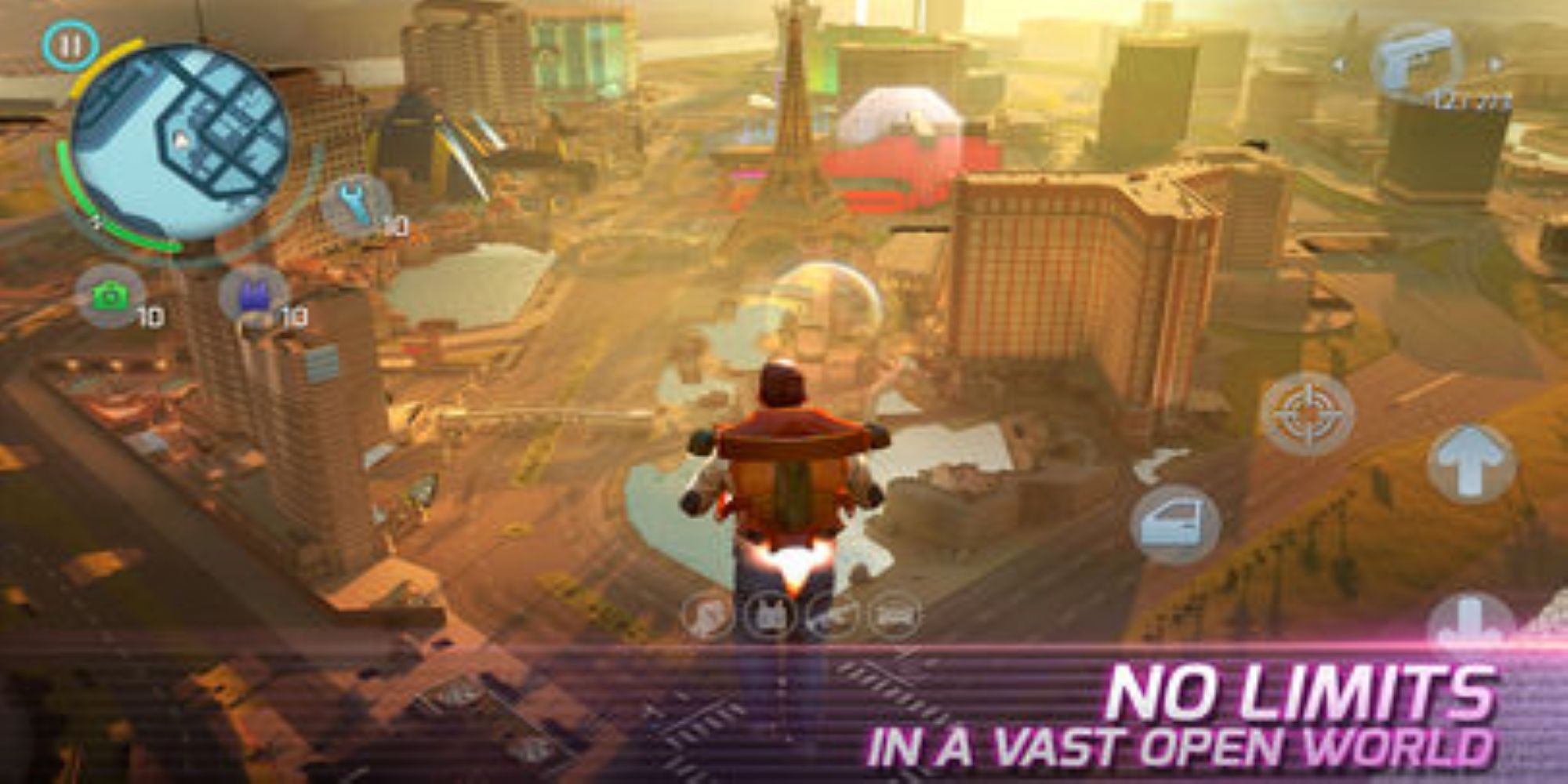 Player Flying Over The Las Vegas Strip In Gangstar Vegas