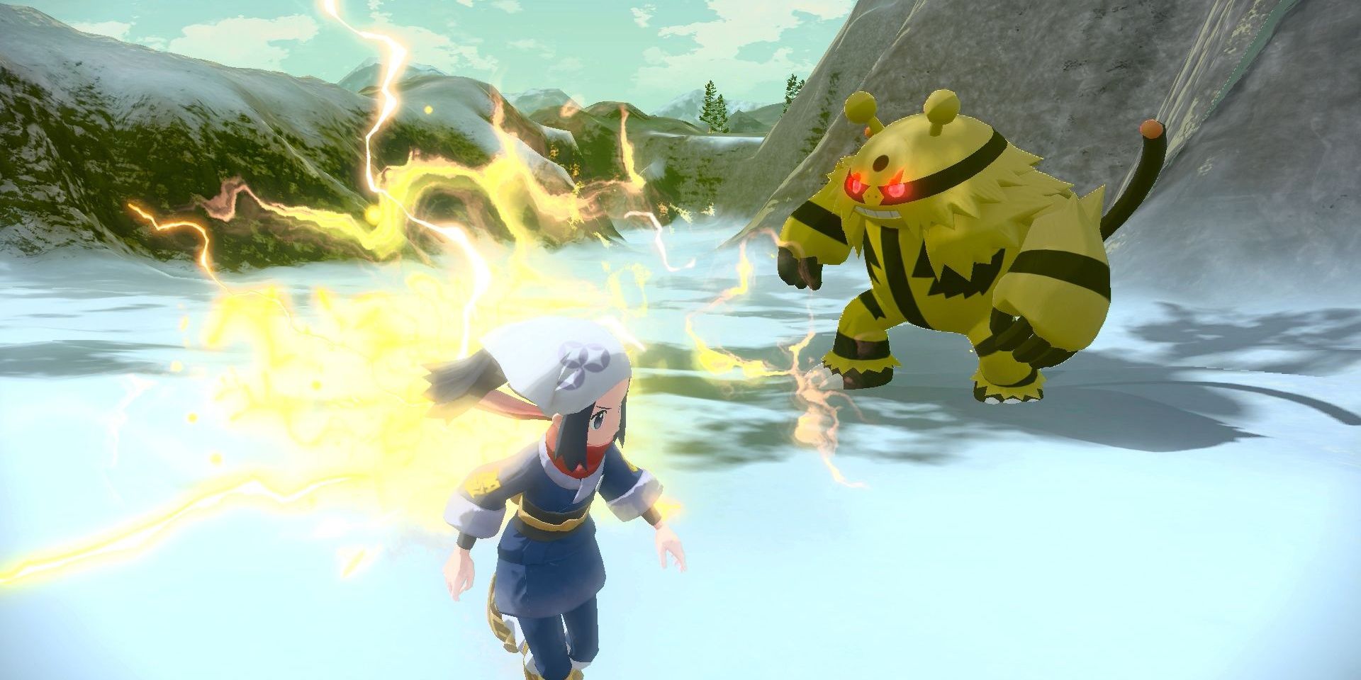 Pokemon Legends Arceus Trainer Encountering Alpha Pokemon