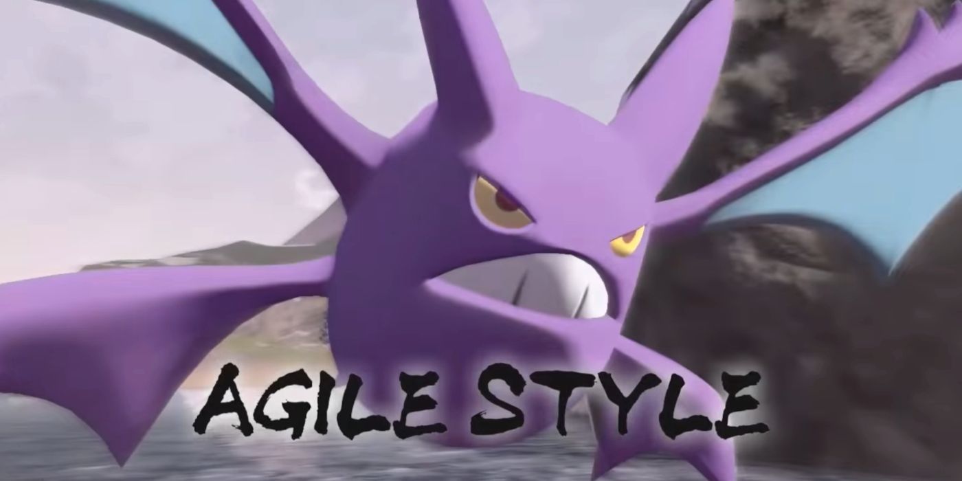 Crobat about to use an agile style attack in Pokemon Legends Arceus