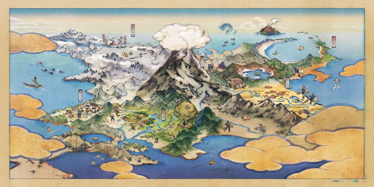 A map of Hisui in Pokemon Legends Arceus