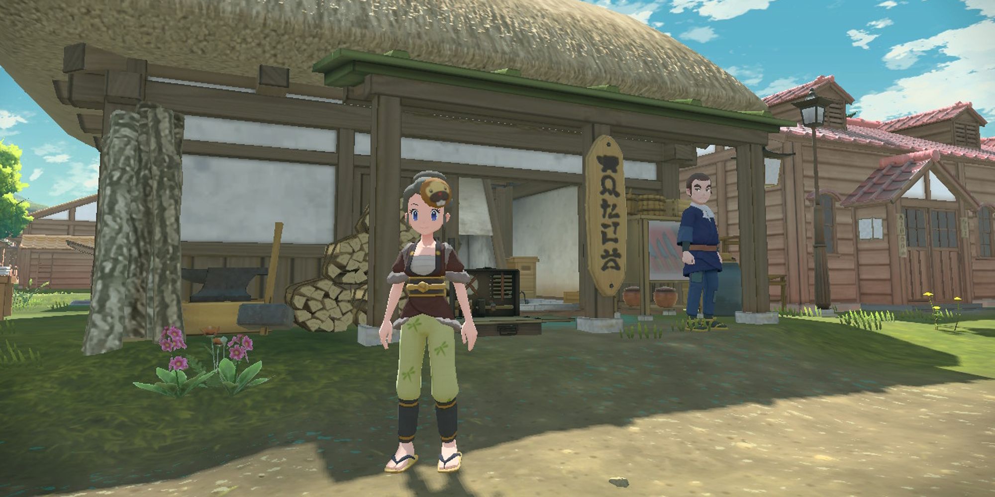 player standing outside of craftworks store in jubilife village