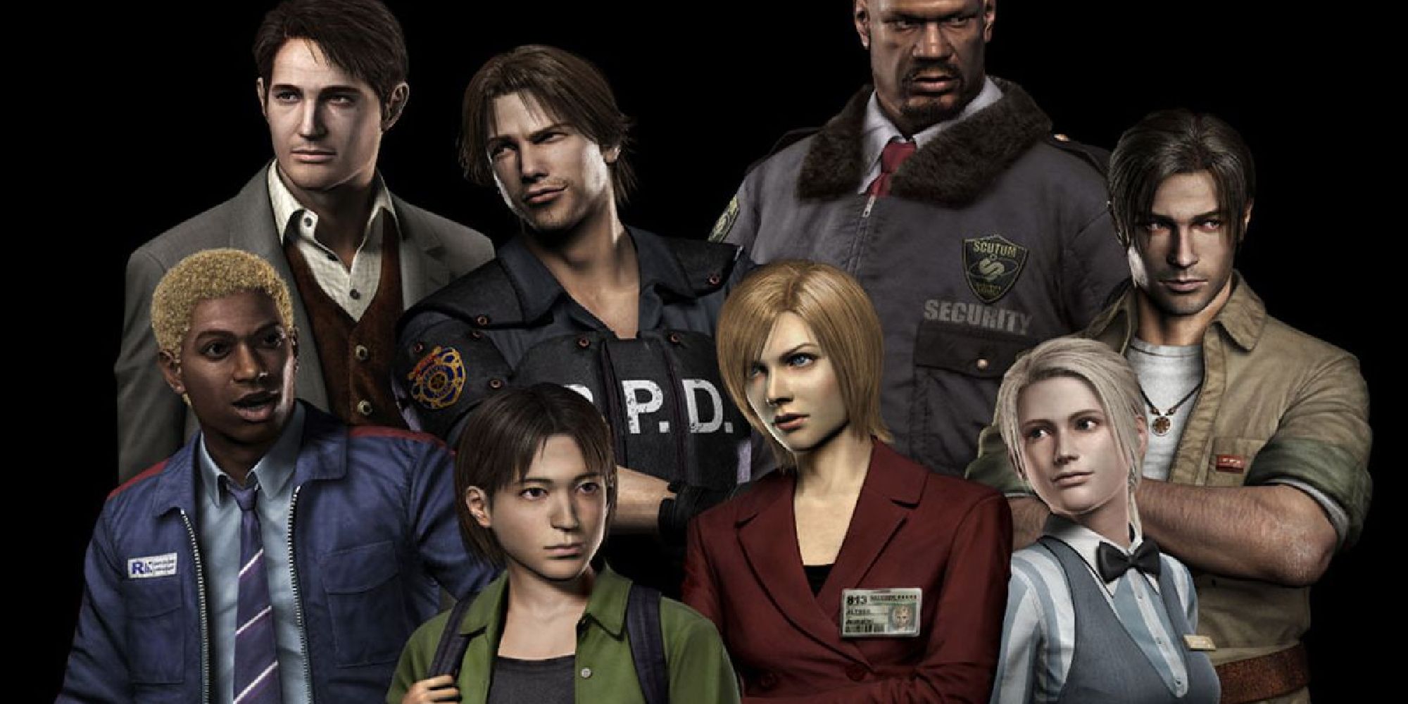 The cast of characters from Resident Evil Outbreak.