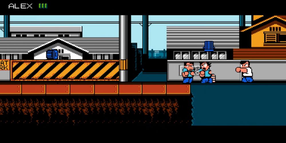 River City Ransom NES: Fighting goons in a construction site