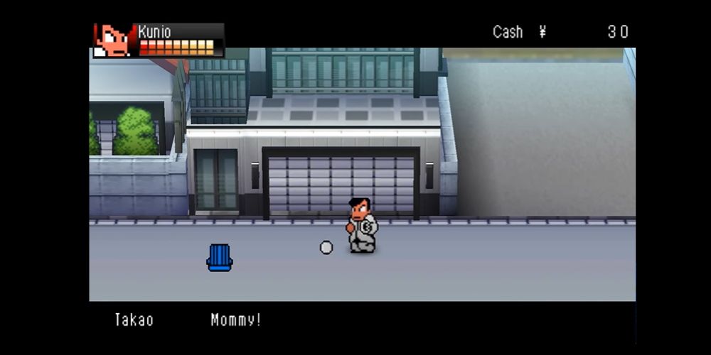 River City Ransom Tokyo Rumble: Kunio stands in front of the coin dropped by a vanquished foe