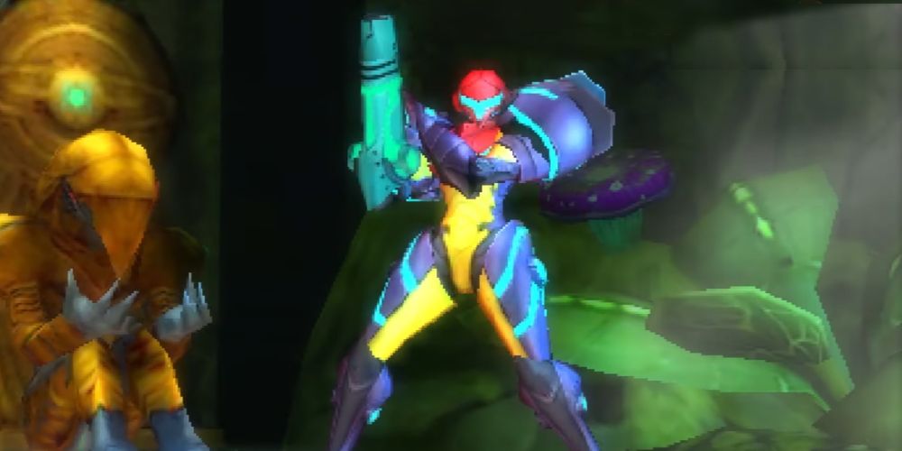 Metroid: Samus Returns: Samus shows off her new Gravity Suit