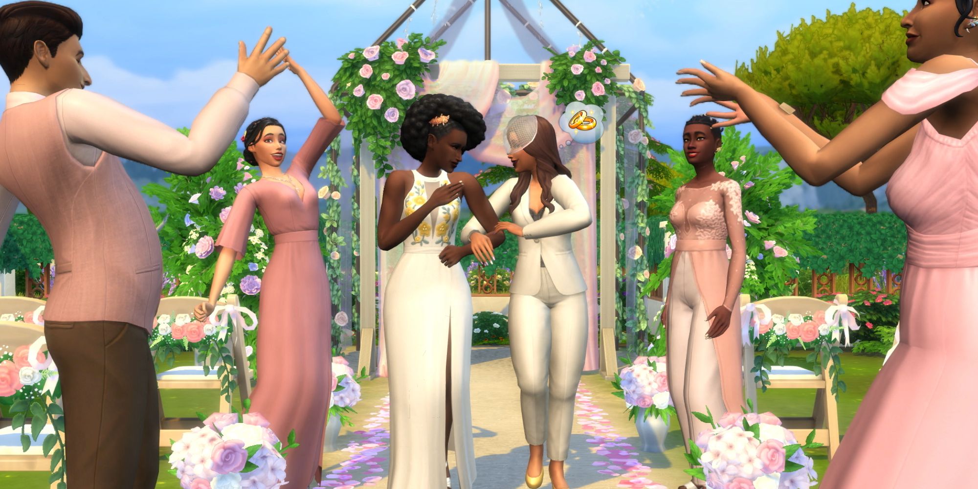 Sims 4 wedding dom and cam walking down ailse