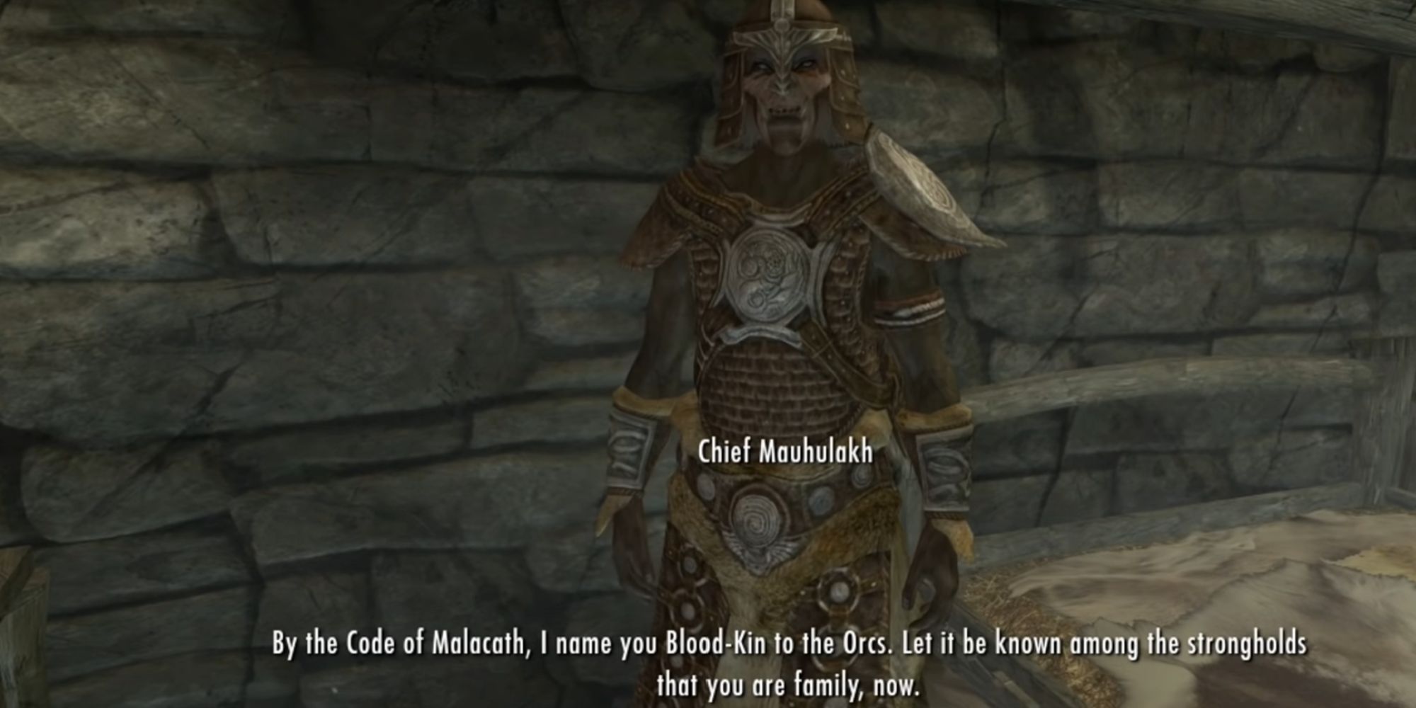 Skyrim Chief Mauhulakh Inside An Orc Stronghold