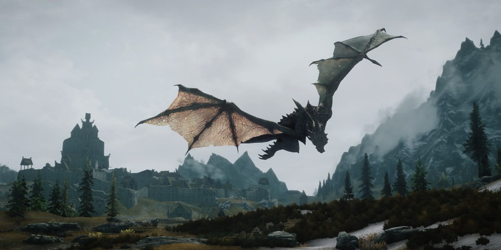 A Flying Dragon in Skyrim