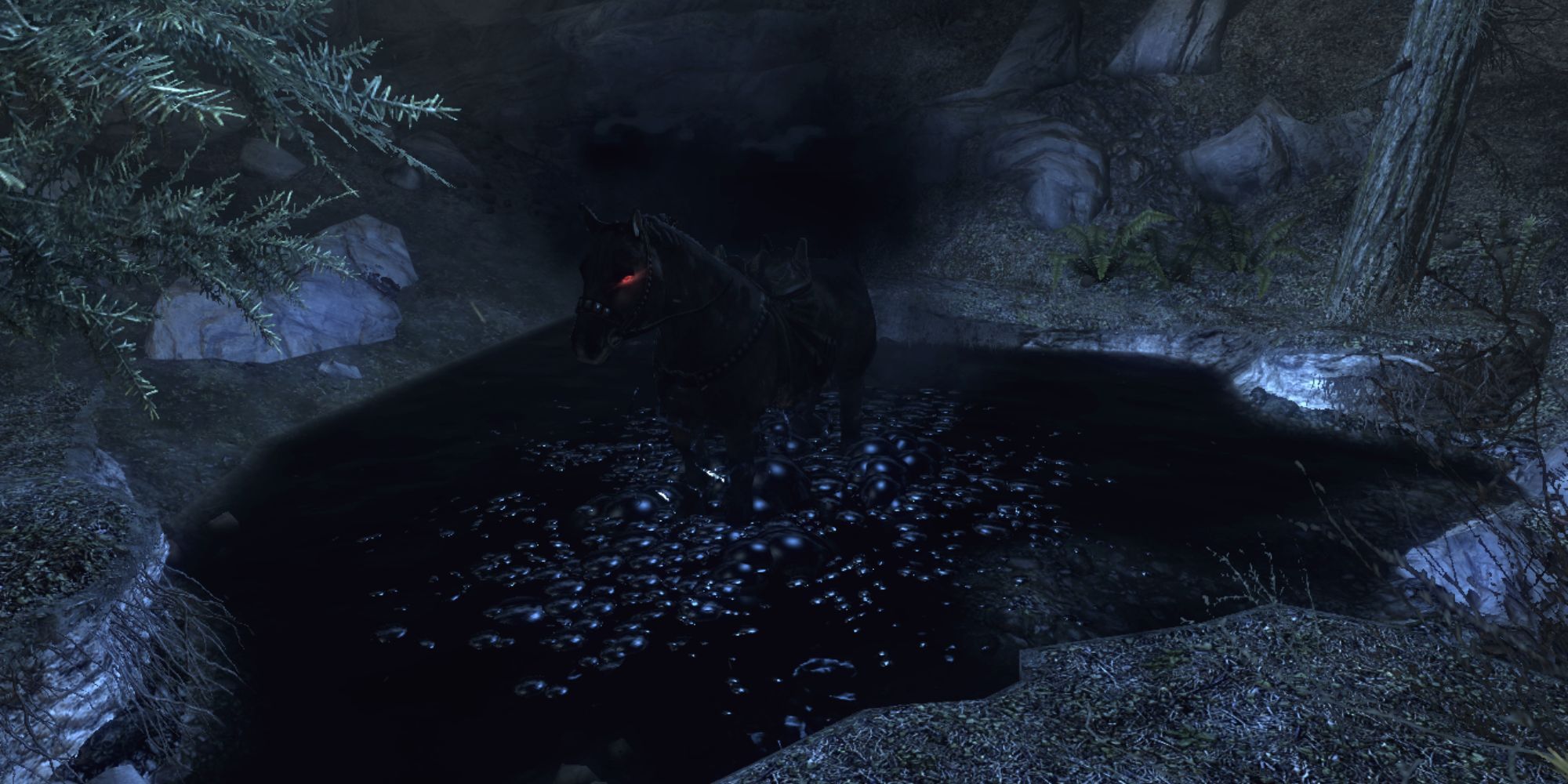 Skyrim Shadowmere Standing In A Pond