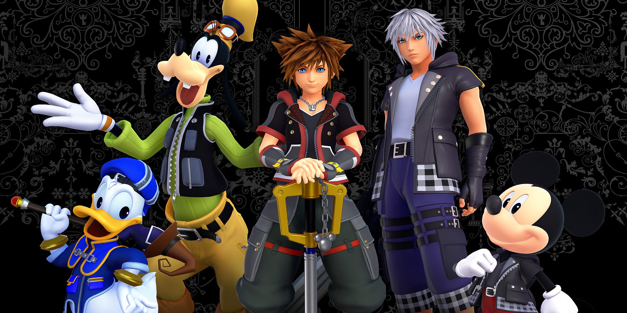 Sora and friends standing to attention in Kingdom Hearts 3