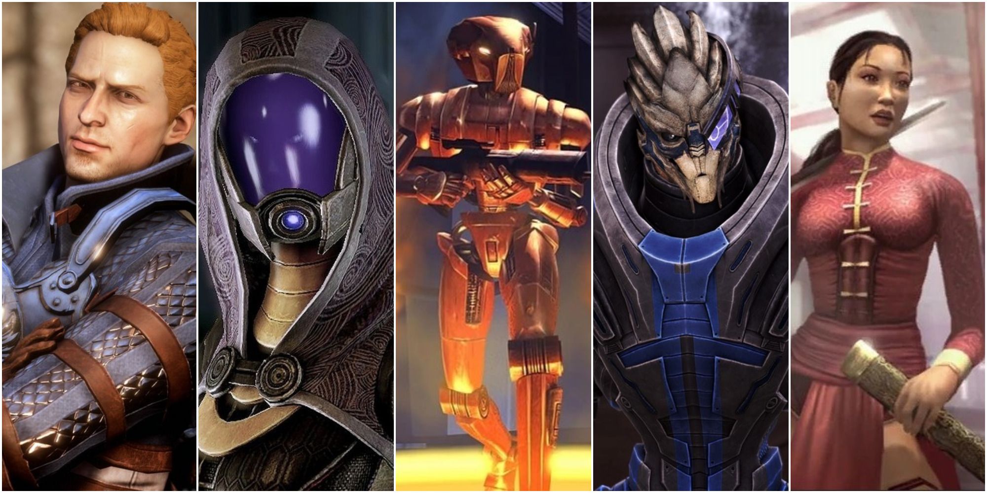 split image of characters from bioware titles
