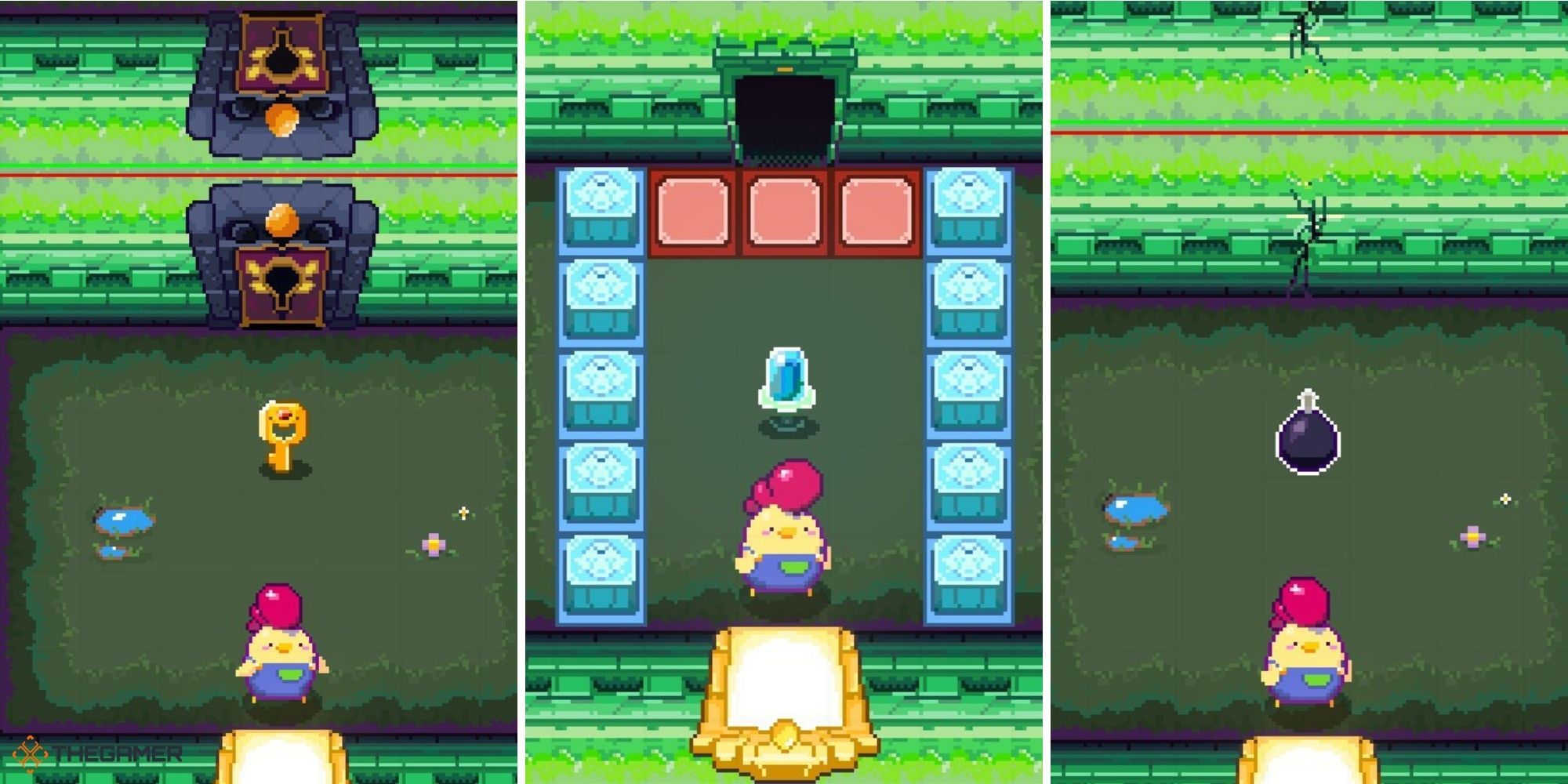 Super Dungeon Maker - Decorative Door on left, Switches in centre, cracked wall on right