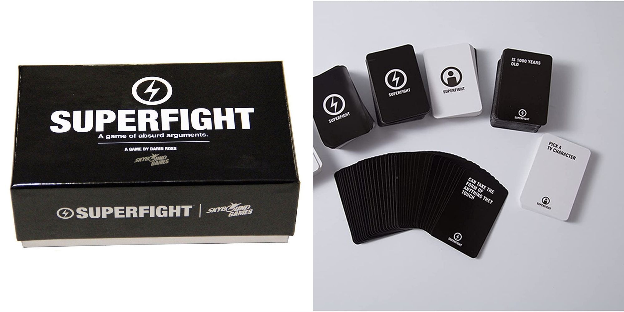 Super Fight - Card Game Box - The Cards with examples of the content