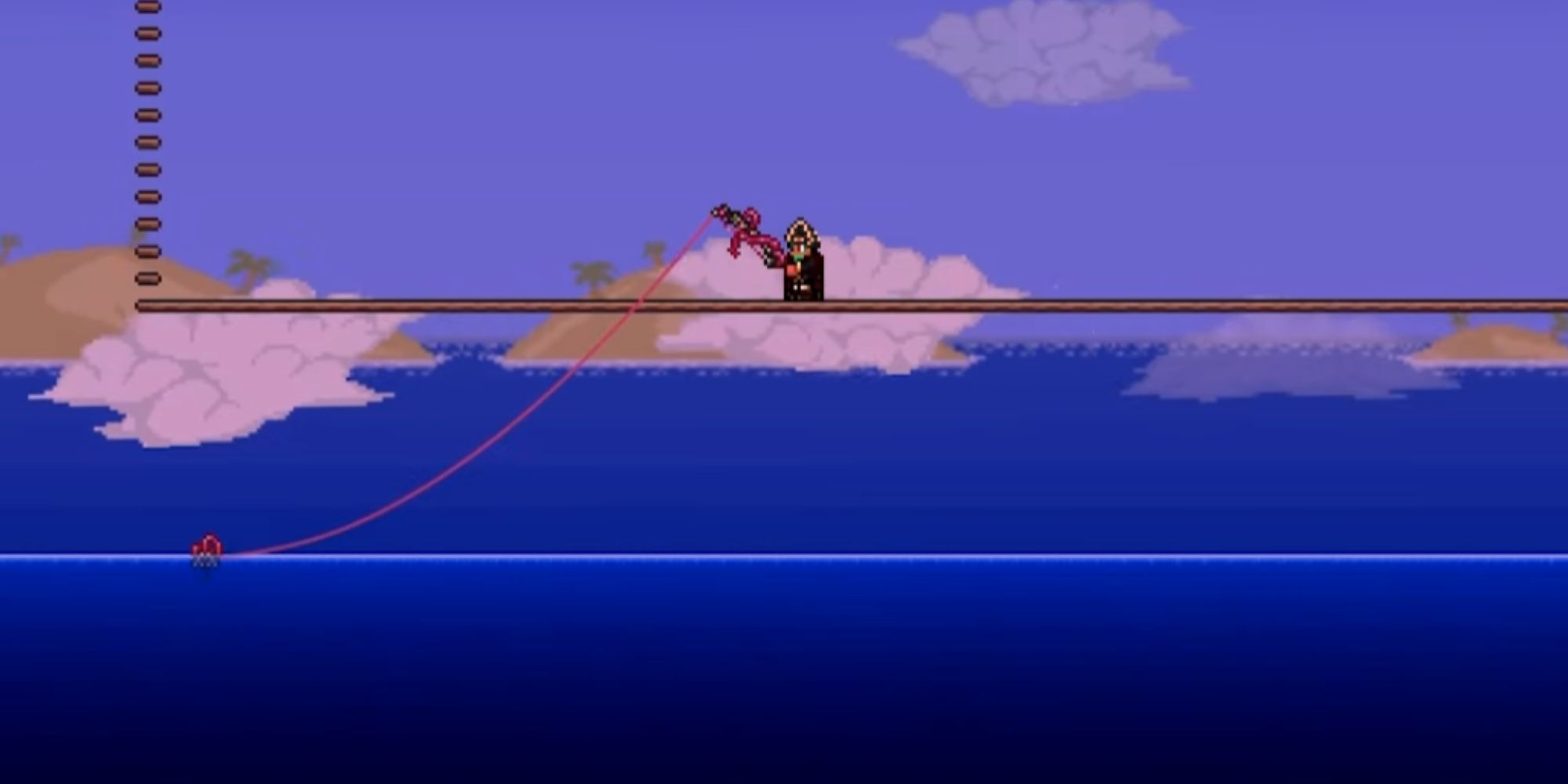 Terraria Character Fishing With A Truffle Worm