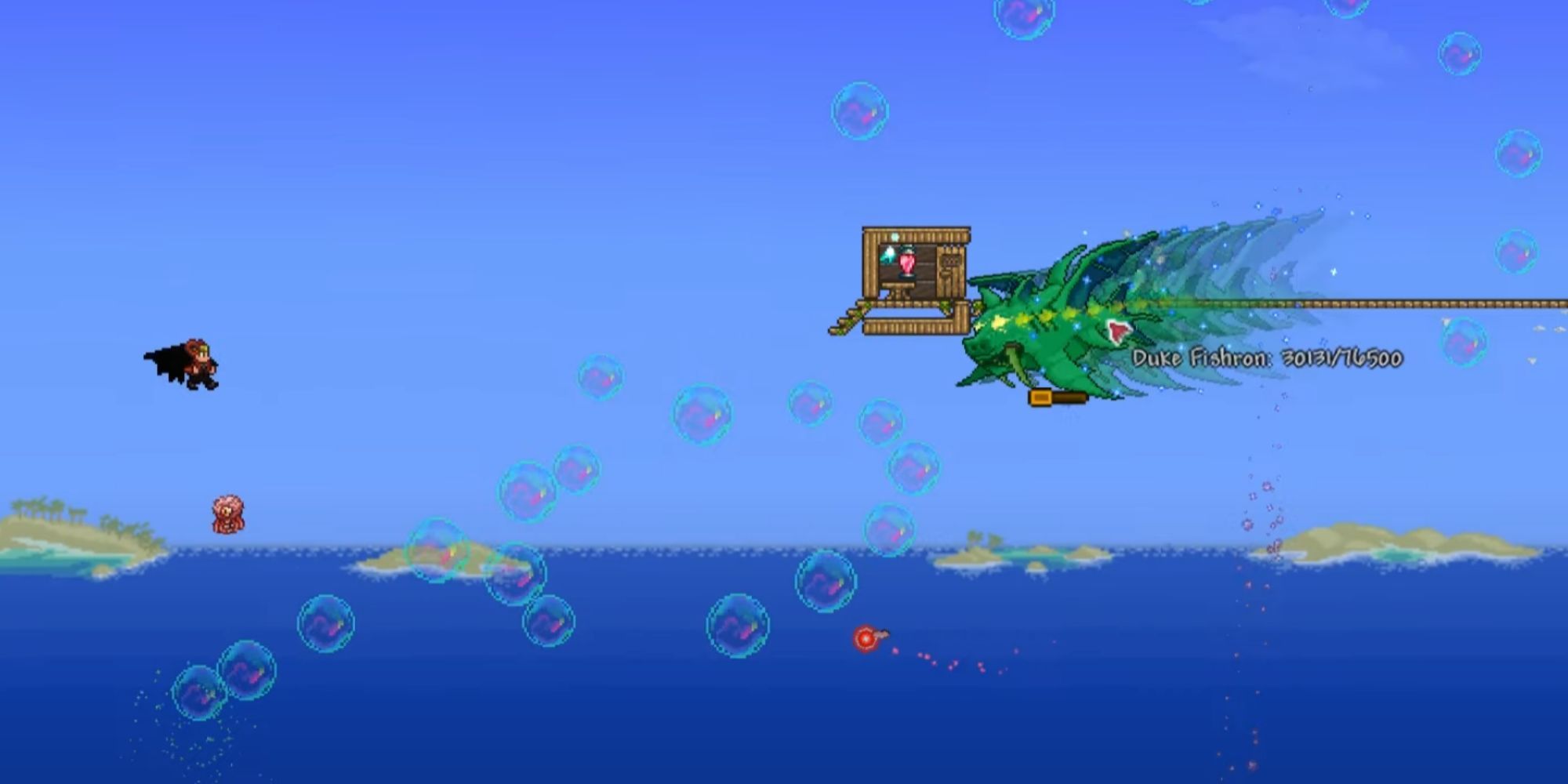 Terraria Duke Fishron Shooting Bubbles