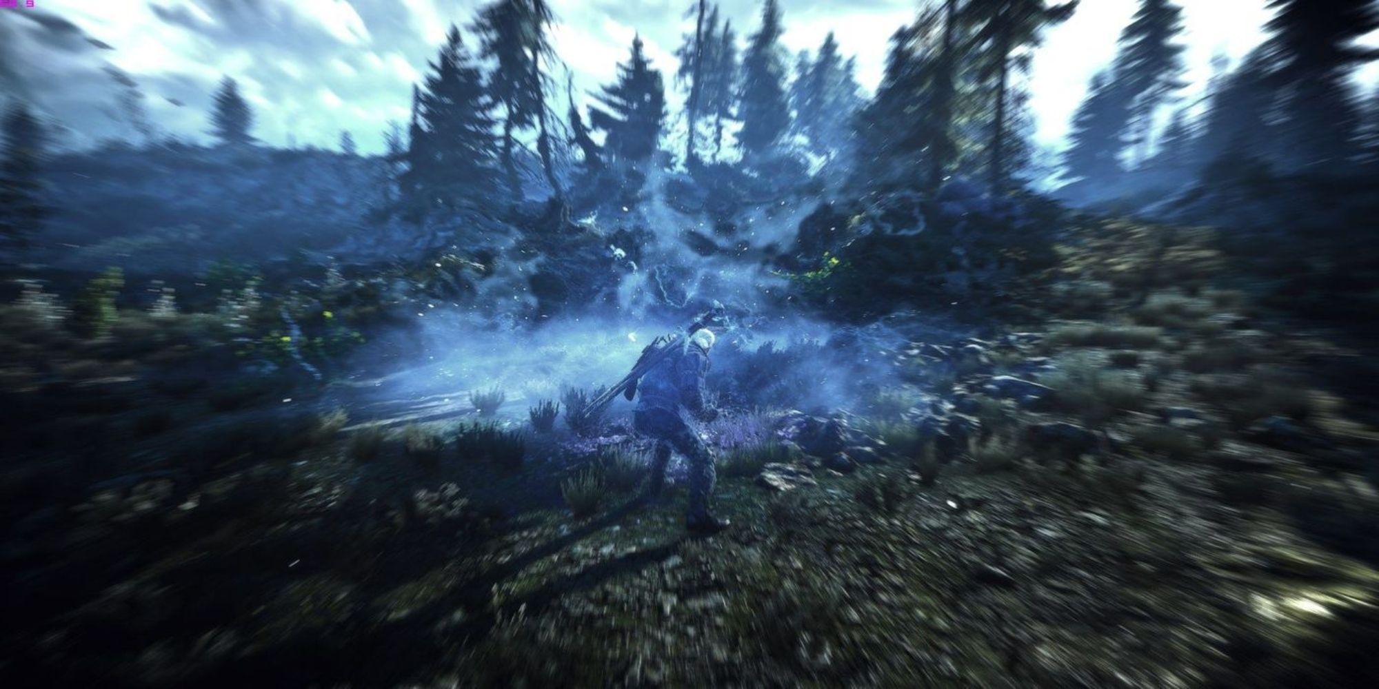 The Witcher 3 Screenshot Of Geralt Using Aard Piercing Cold