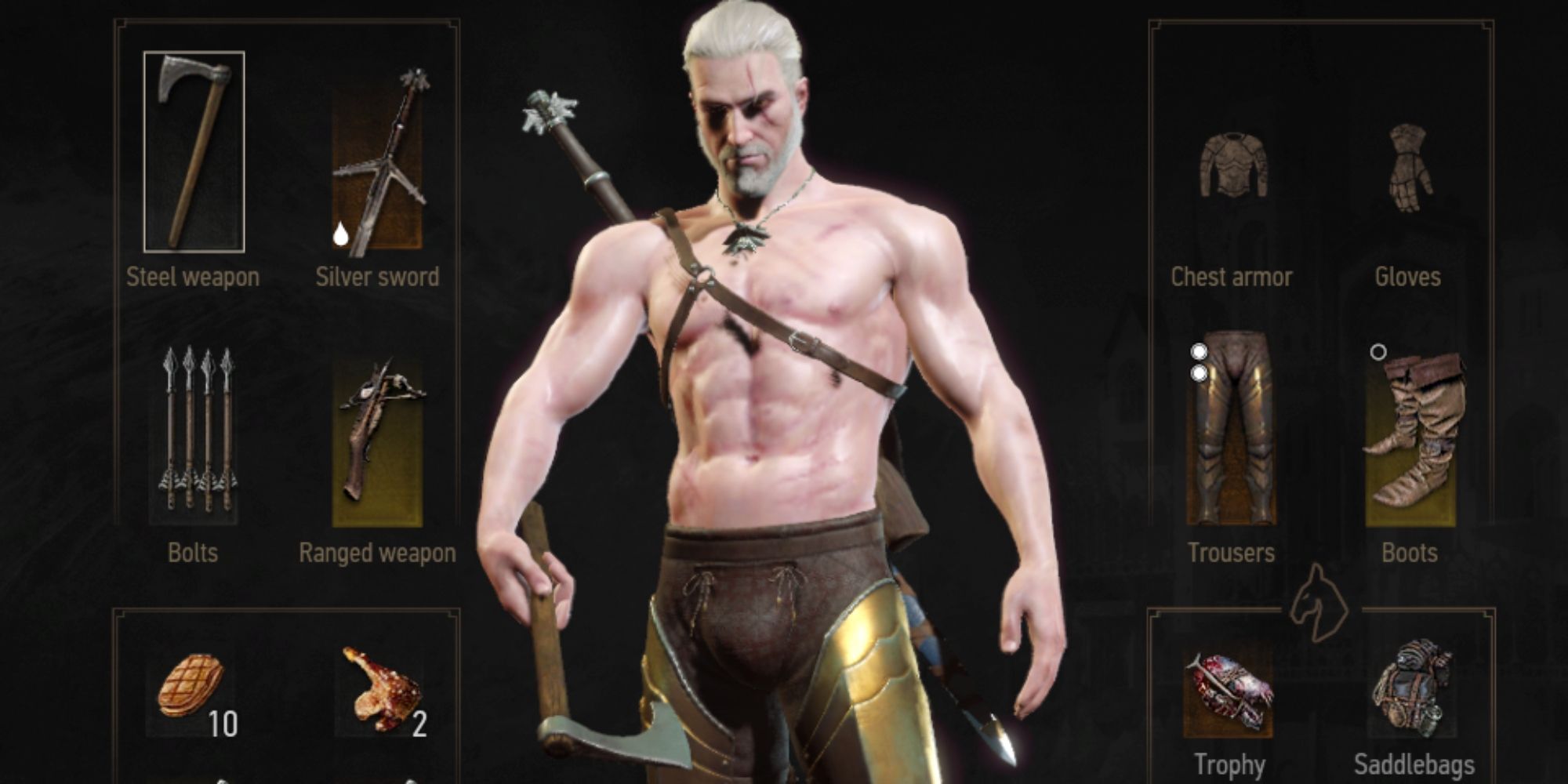 The Witcher 3 Screenshot Of Shirtless Geralt With Axe