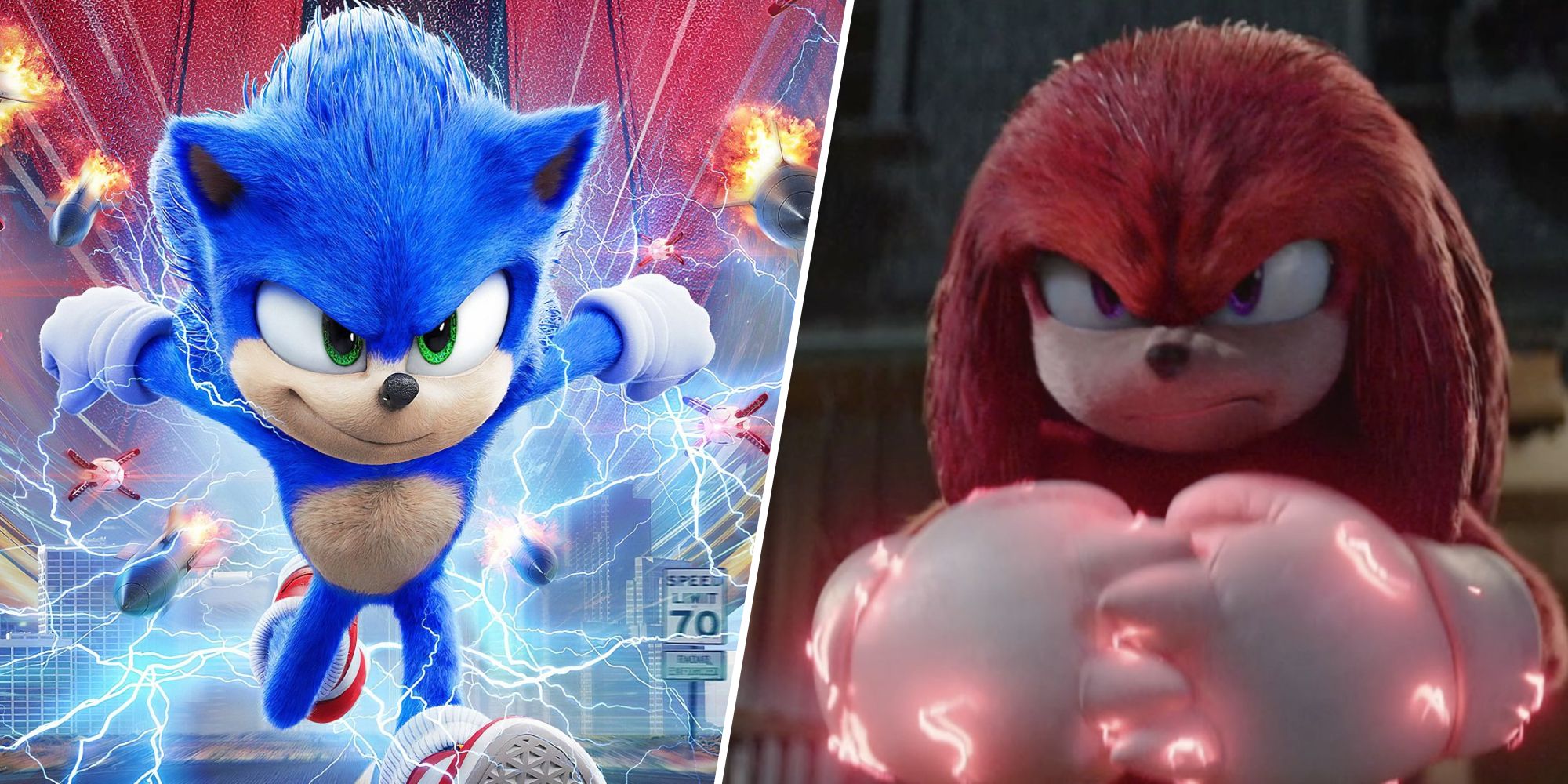 Sonic and Knuckles from the Sonic movie.