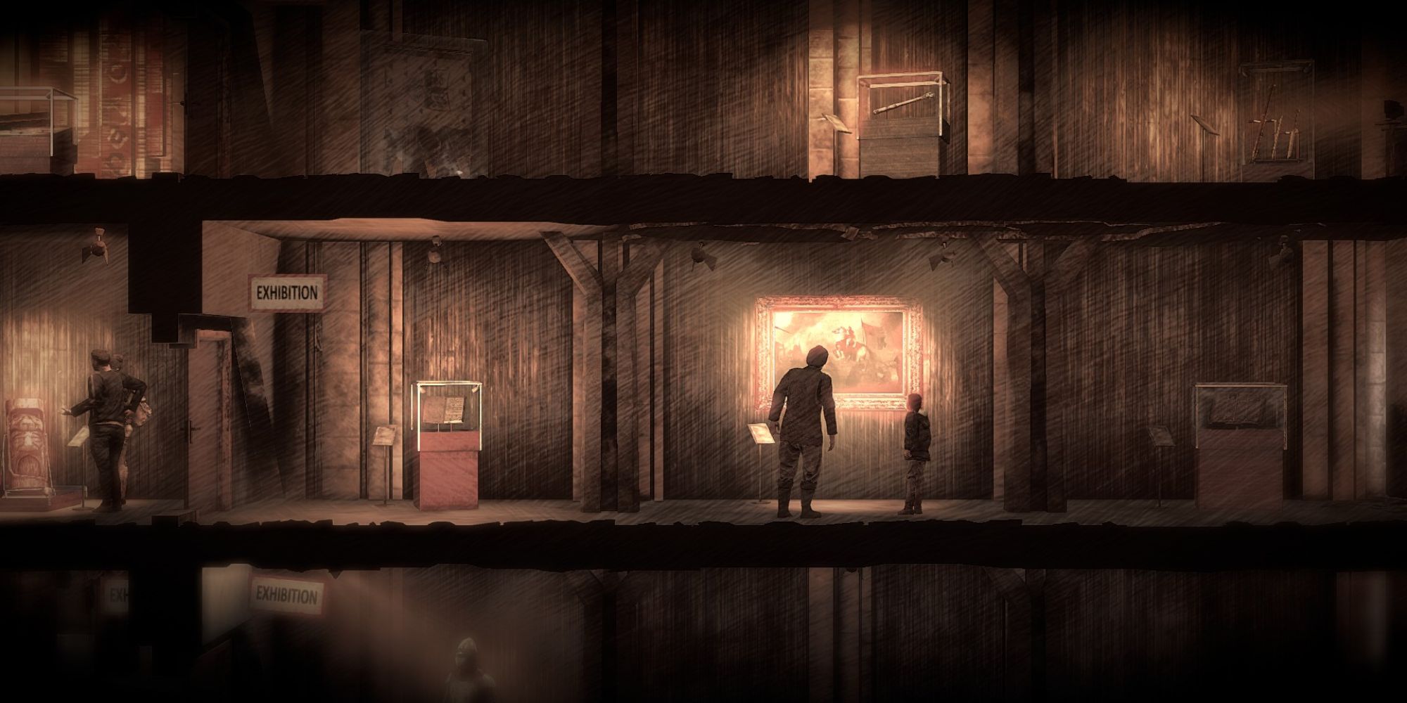 A man and child in This War of Mine