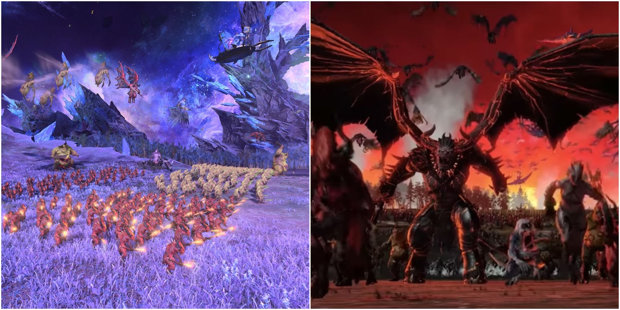 Total War Warhammer 3 Daemons of Chaos showing army roster in realm of Chaos