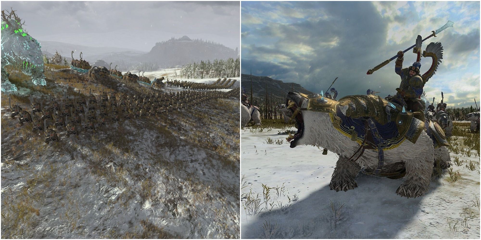 Total War Warhammer 3 Kislev showing army roster on Kislev terrain