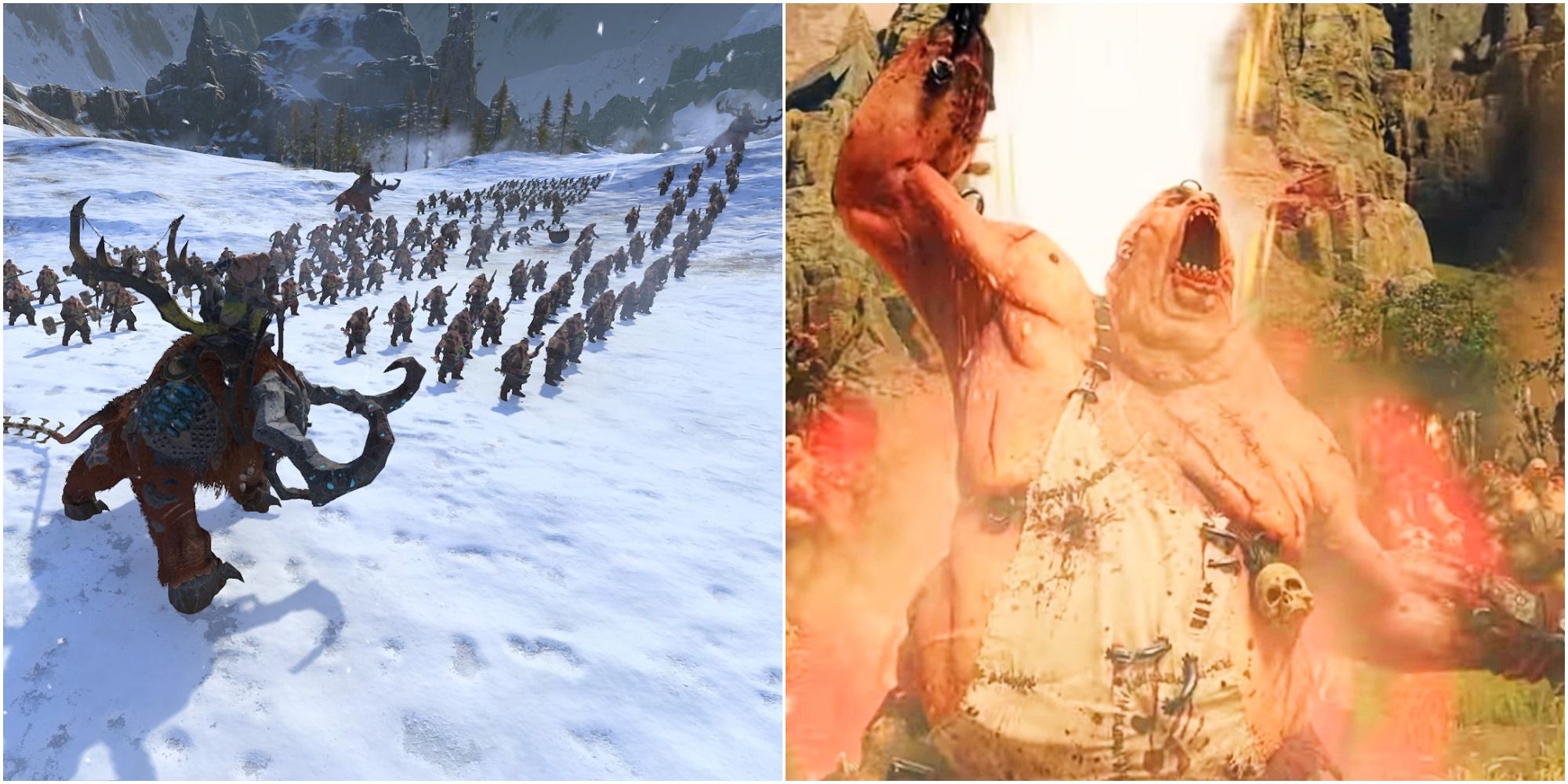 Total War Warhammer 3 Ogre Kingdoms showing army roster and Skrag the Slaughterer