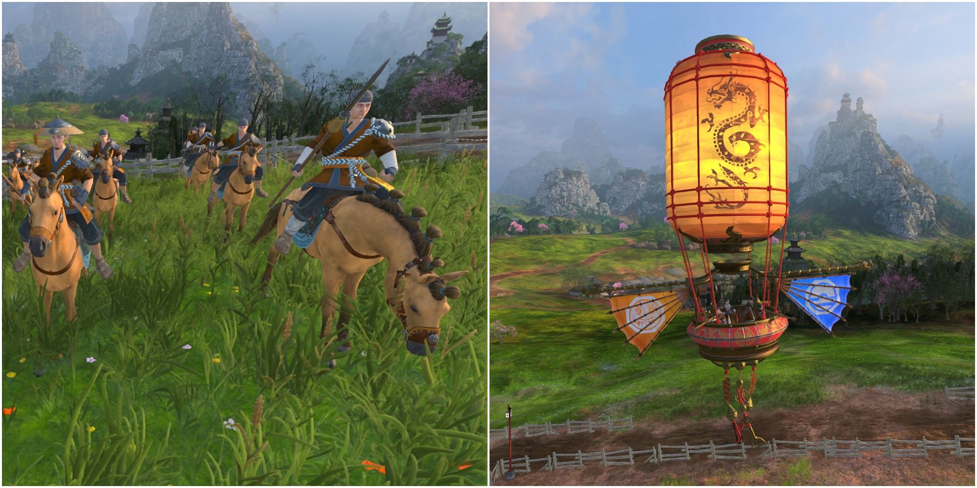 Total War Warhammer 3 Peasant Horsemen Sky Lantern on the Turtle Fields