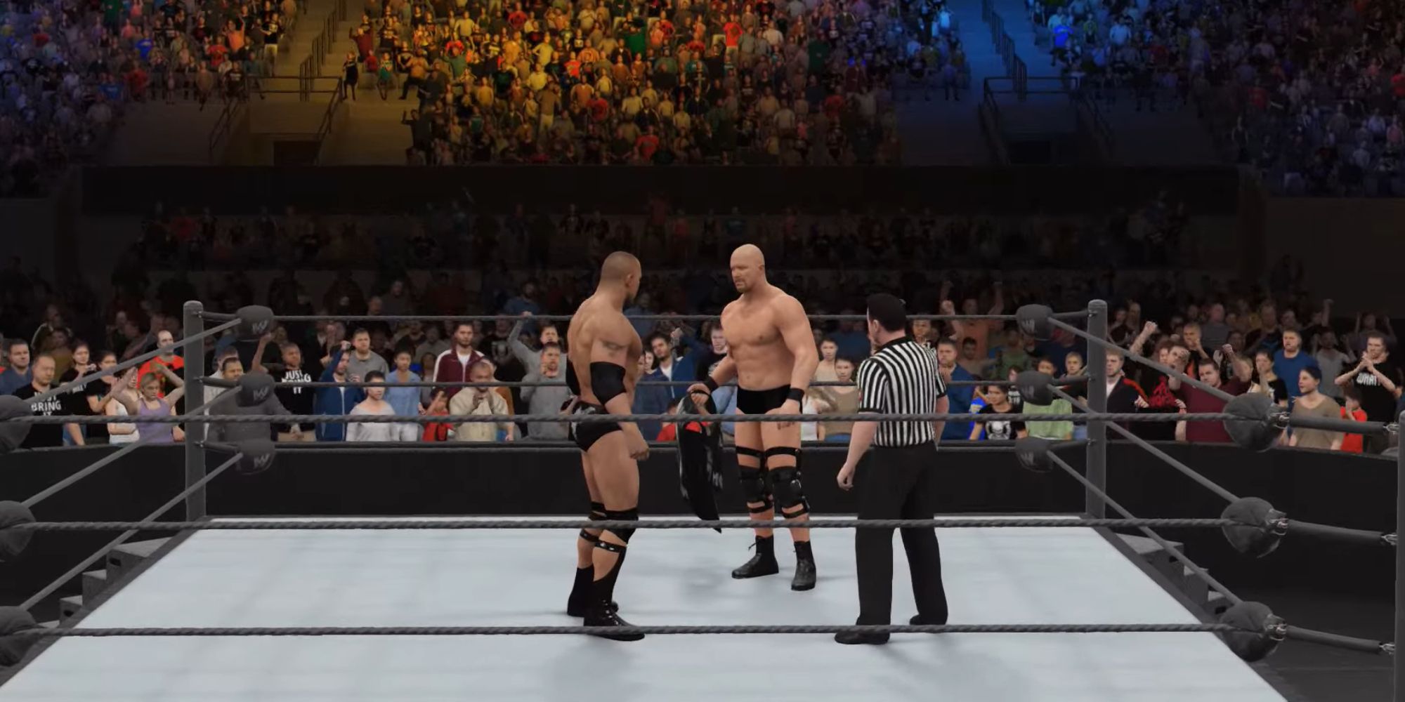 WWE 2K16 Screenshot Of Rock and Austin Stare Down
