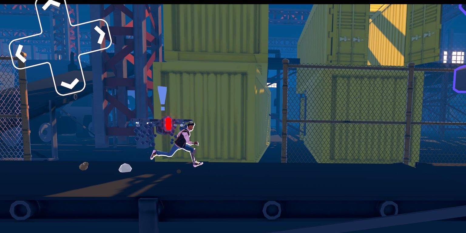 aerial knight running through a factory in aerial knights never yield