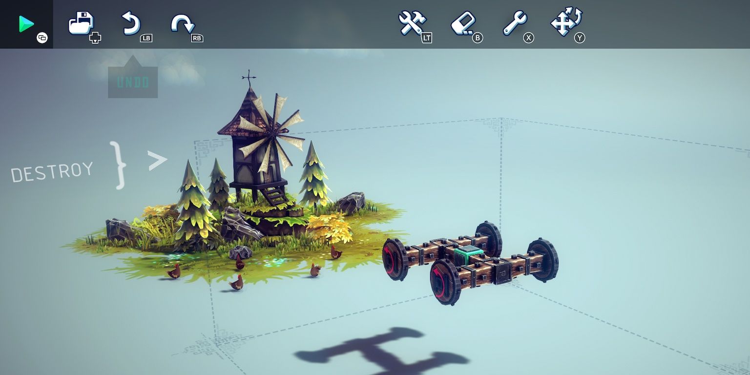 basic siege machine build in Besiege's console