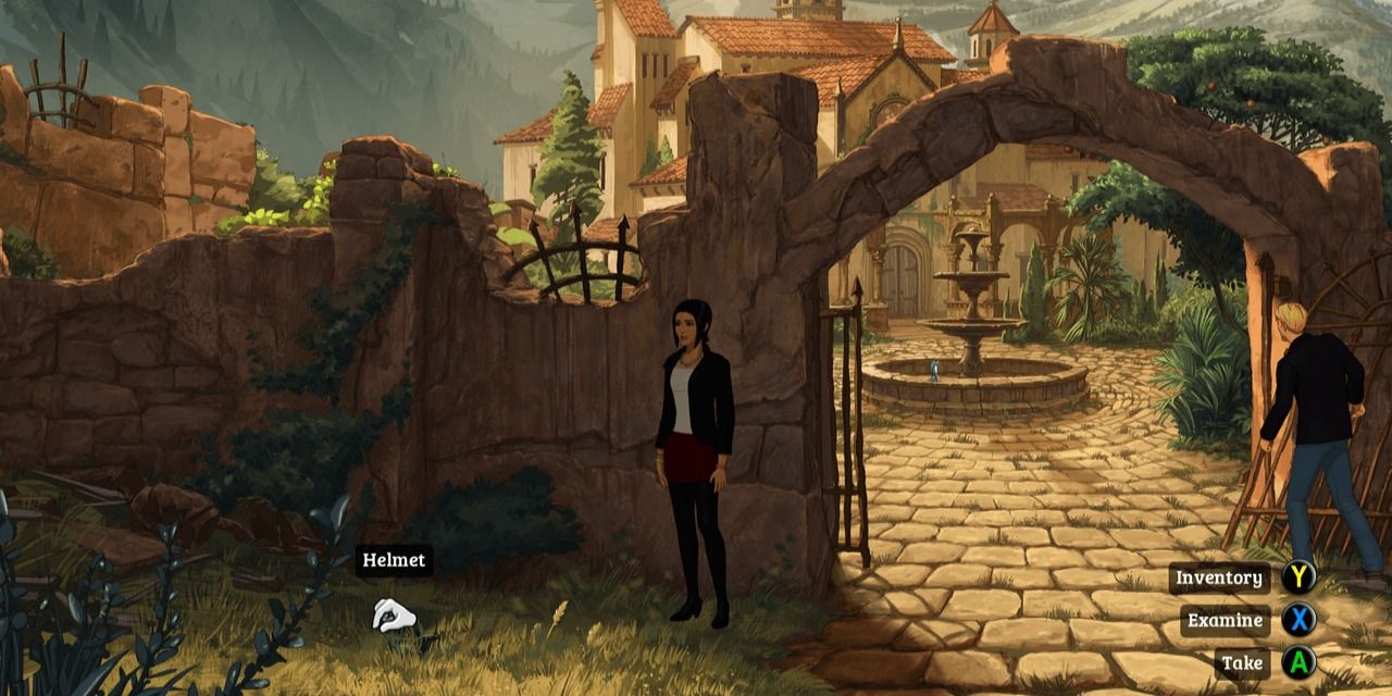 A screenshot showing George Stobbart and Nicole Collard in Broken Sword: The Serpent's Curse