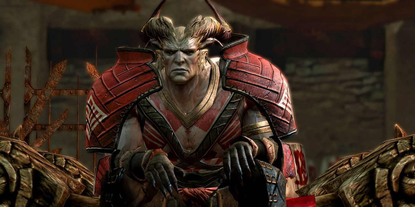 The Arishok sits upon his throne in Dragon Age 2