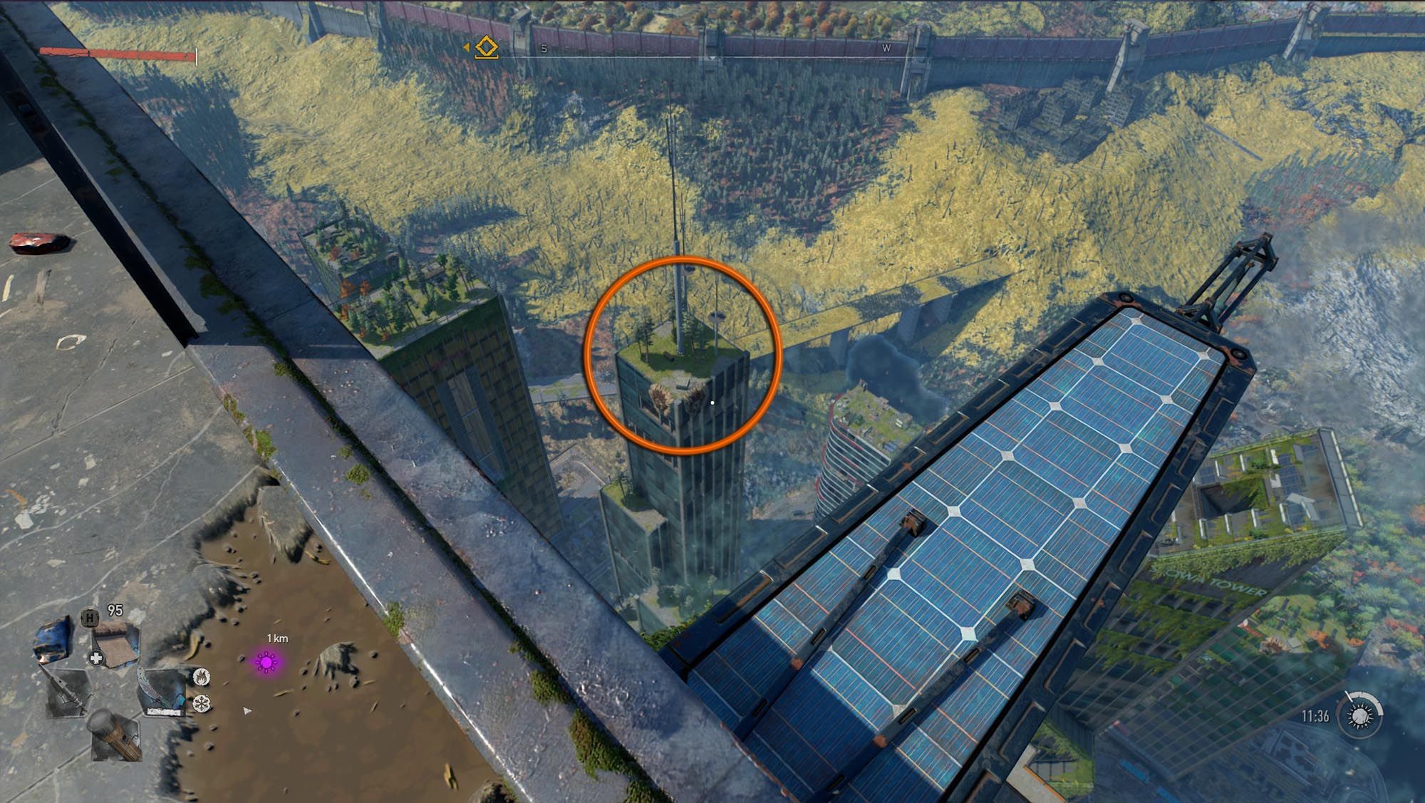 Aiden spots a military airdrop on a rooftop in Dying Light 2.