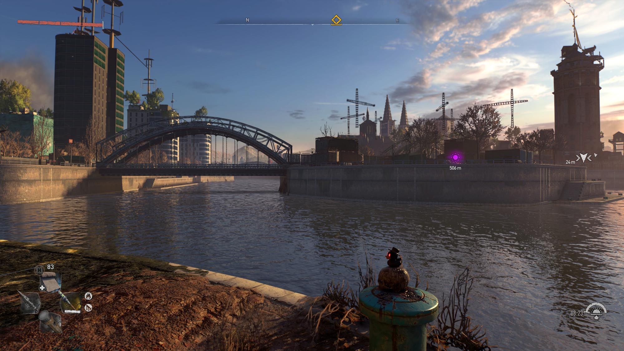 A Black Duck Enjoying The View of Villedor in Dying Light 2