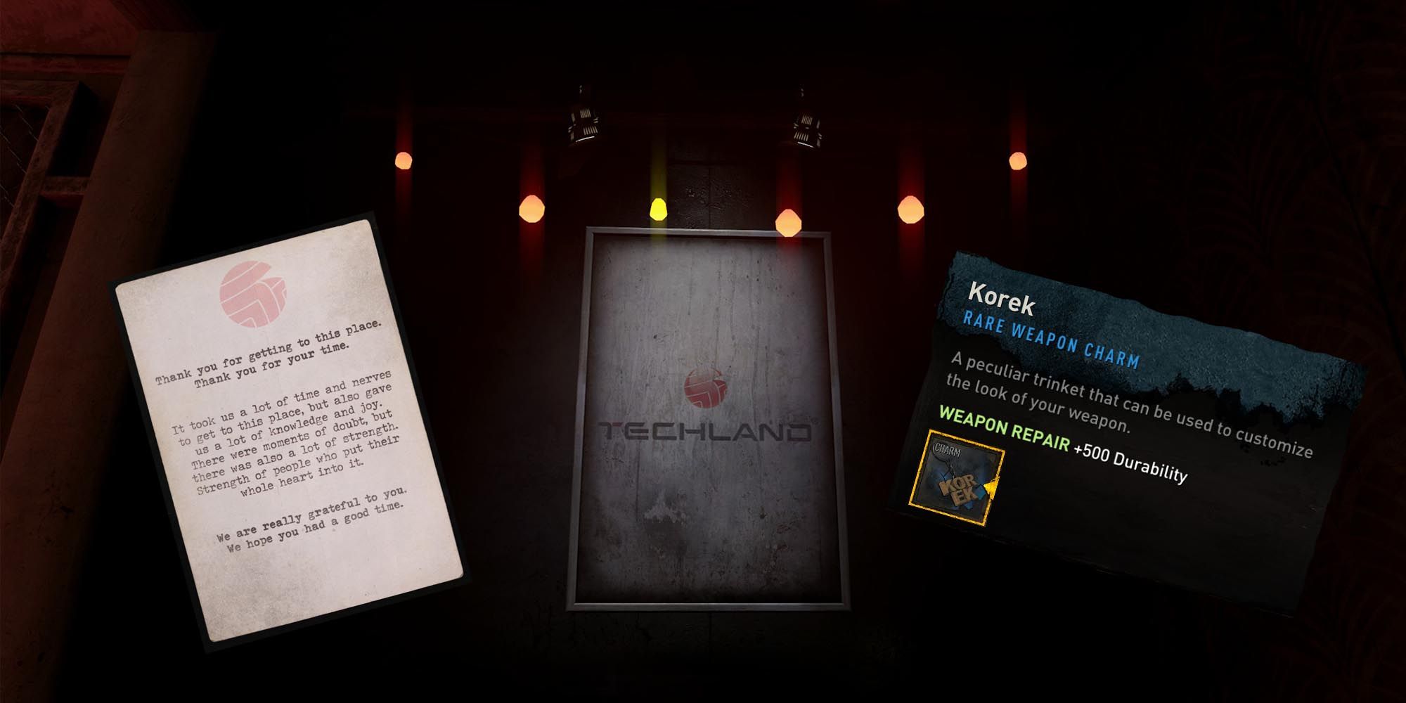 Techland's poster, a thank you letter from the devs and a reward in Dying Light 2.