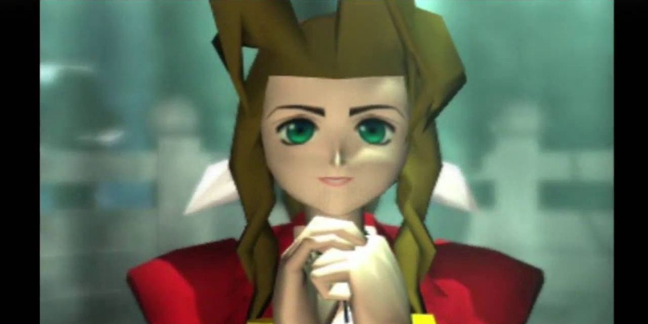 Aerith praying during her death scene in Final Fantasy 7