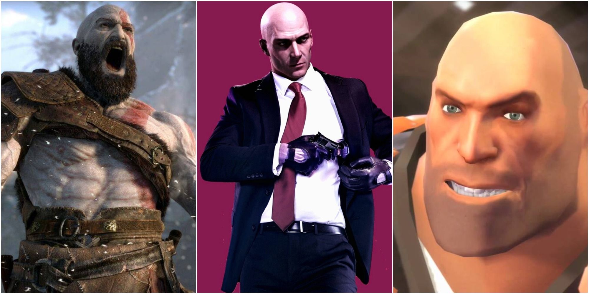 Memorable Bald Characters Featured - Kratos, Agent 47, Heavy