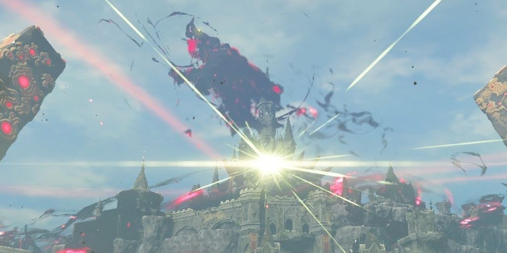 Calamity Ganon circling Hyrule Castle in The Legend of Zelda: Breath of the Wild