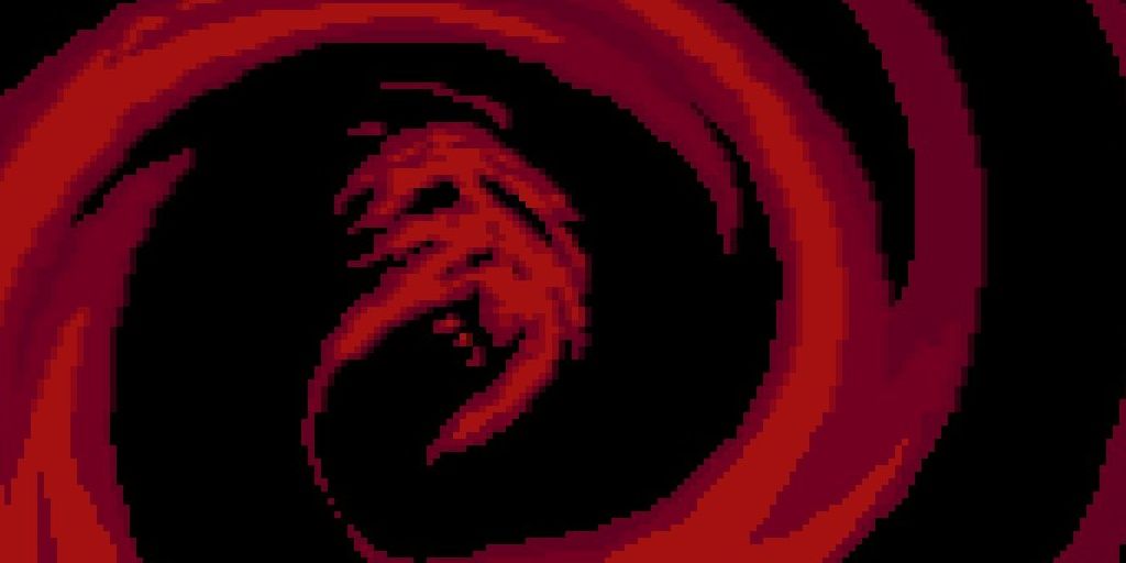 Giygas' twisted, spirally face in Earthbound