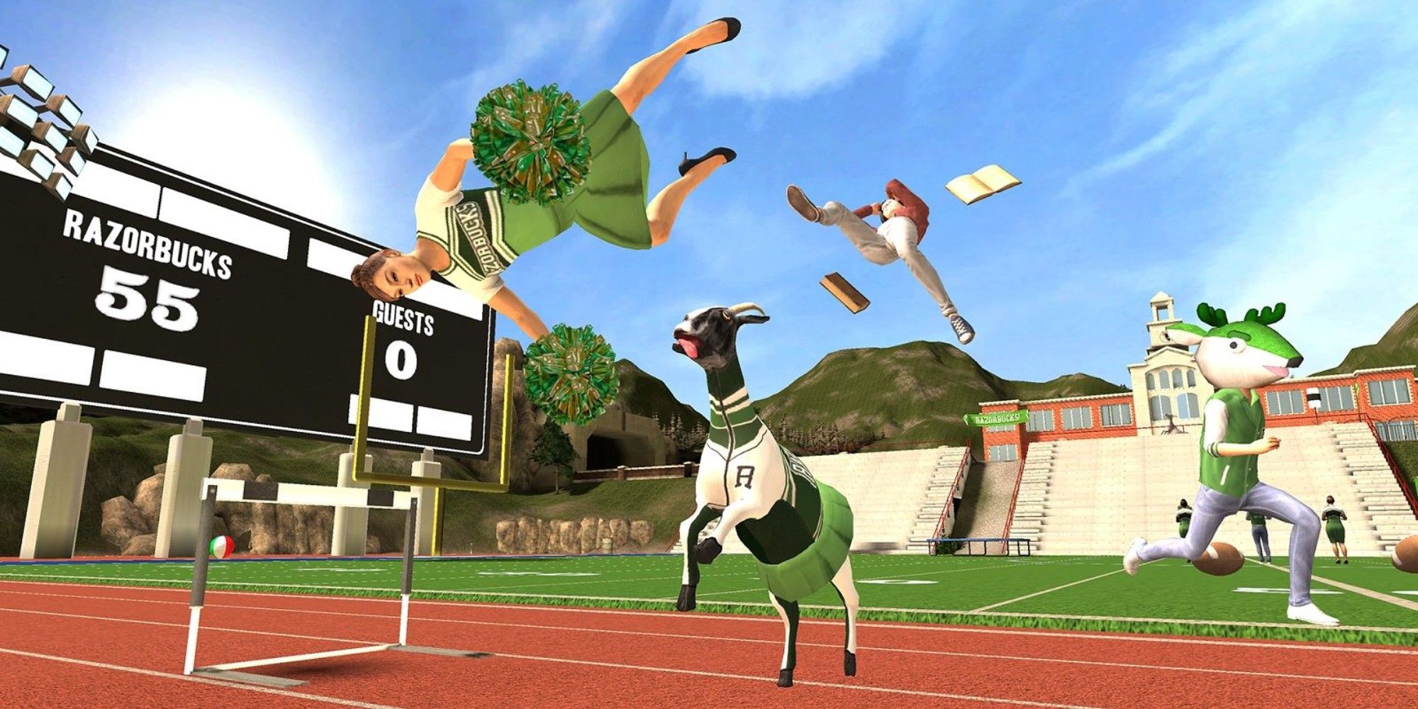 goat simulator gameplay scene on track