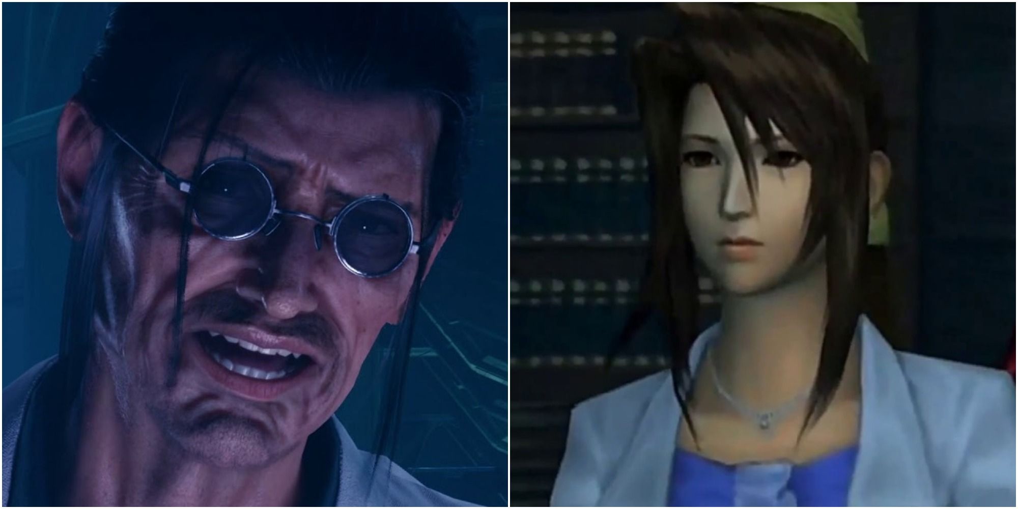 Hojo in Final Fantasy 7 Remake and Lucrecia from Dirge of Cerberus