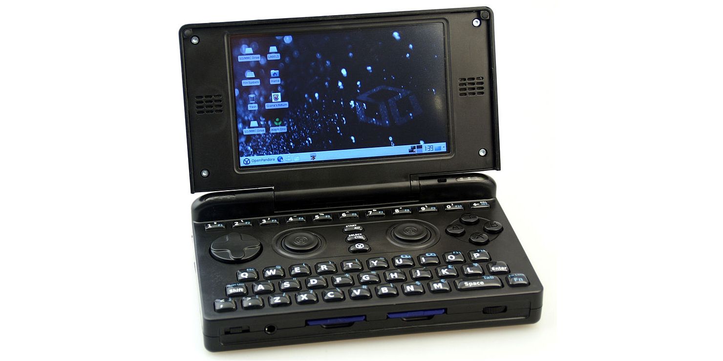 A photo showing the Pandora handheld game console