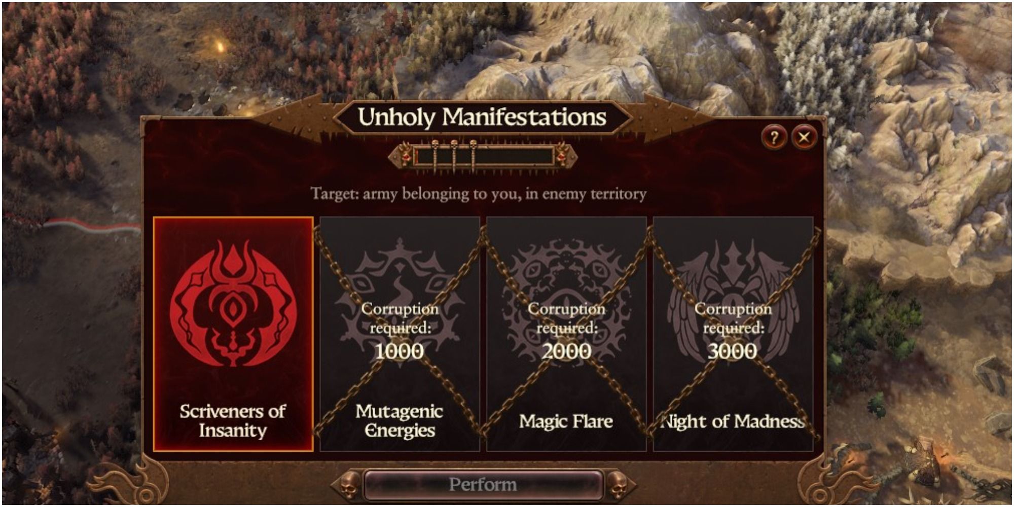 Unholy Manifestations Panel For Tzeentch In Total War Warhammer 3