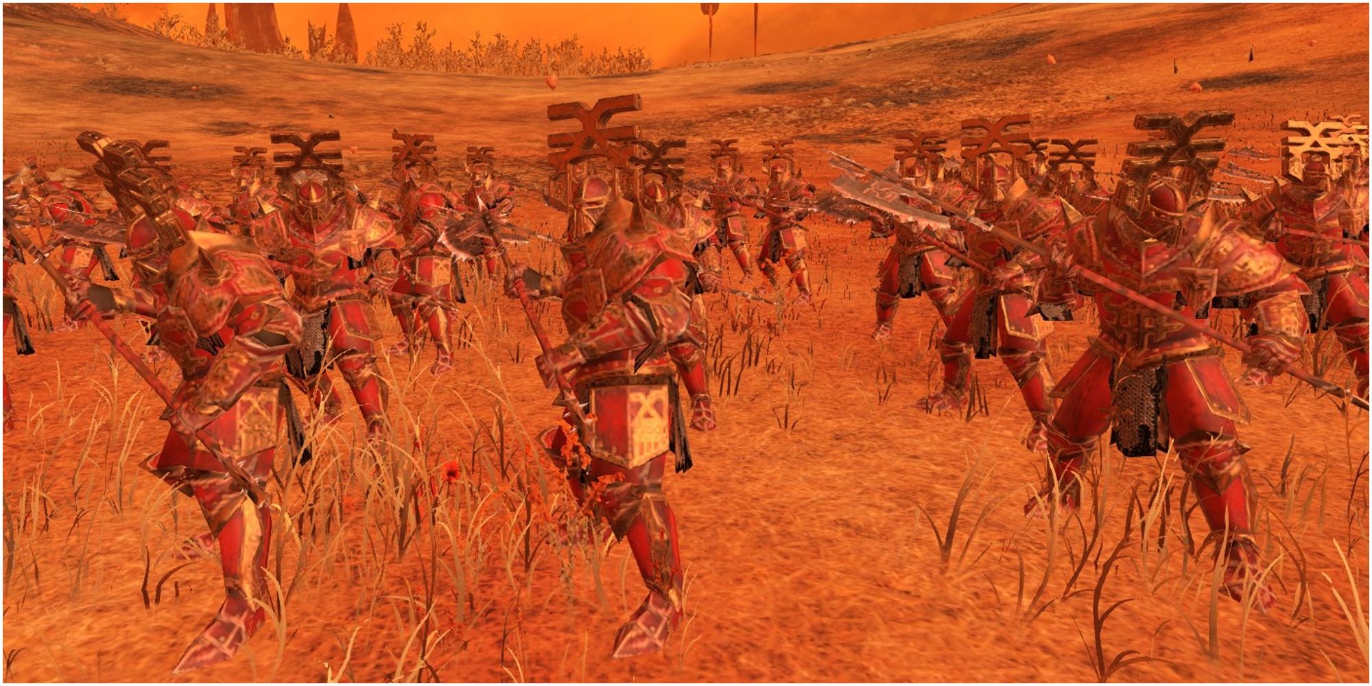 Chaos Warriors Of Khorne (Halberds) On The Battlefield In Total War Warhammer 3